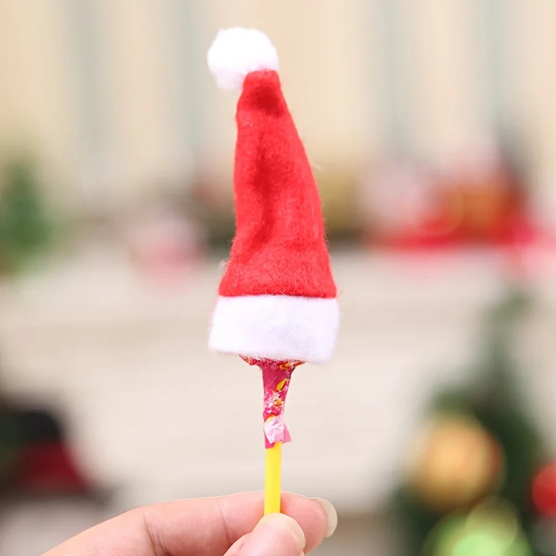 Christmas Halloween Non-woven Fabric Mini Santa Hats Red Candy Cane