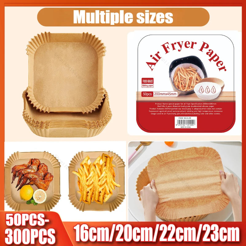 Cooking Paper Air Fryer Disposable Paper Square Round Baking Barbecue Plate NonStick Mat Kitchen Oven Oil Absorbing Paper Tool Zpaxo