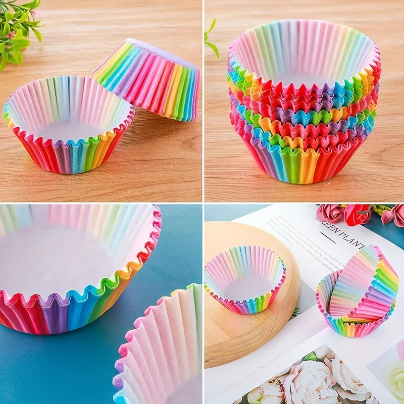 200-Pack Rainbow Cupcake Liners – Greaseproof Muffin Cups Cupcake Liners Zpaxo