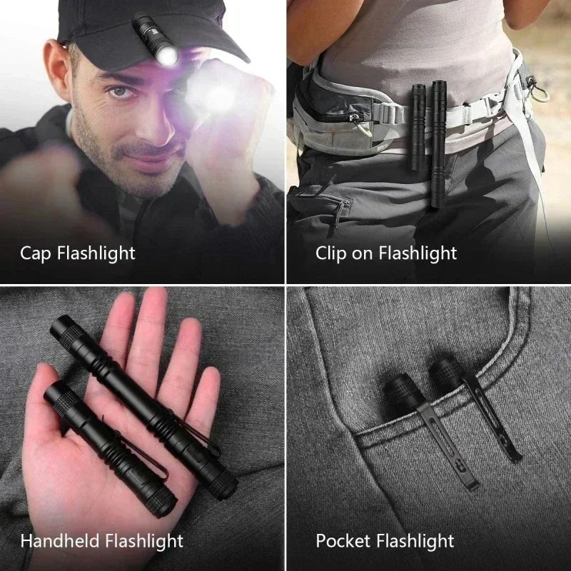 Mini LED Pen Flashlight – 300LM Pocket Torch with Pen Clip