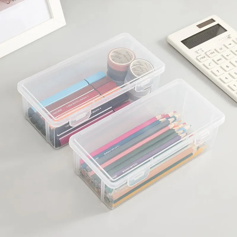 Plastic Storage Box Large Capacity Transparent Stationery Case Pencil Case Children's Crayon Painting Sketching Muilt Pencil Bag Zpaxo