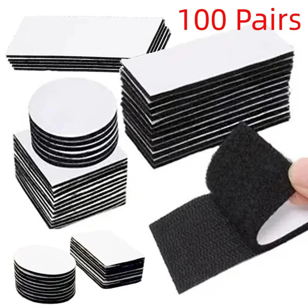 100pairs Strong Glue Hook and Loop Fastener Tape Self-Adhesive Heavy Duty Interlocking Dots Nylon Sticky Back Carpet Sticker Zpaxo