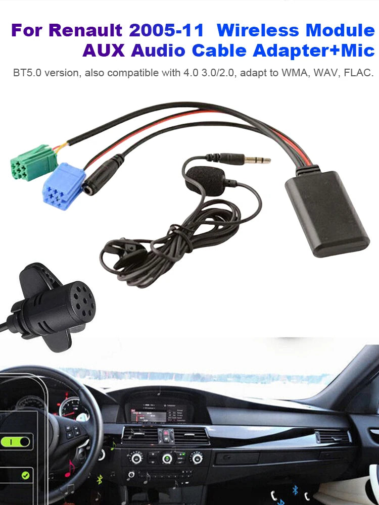 Car Bluetooth-compatible Module AUX Audio MP3 Music Adapter MIC Radio