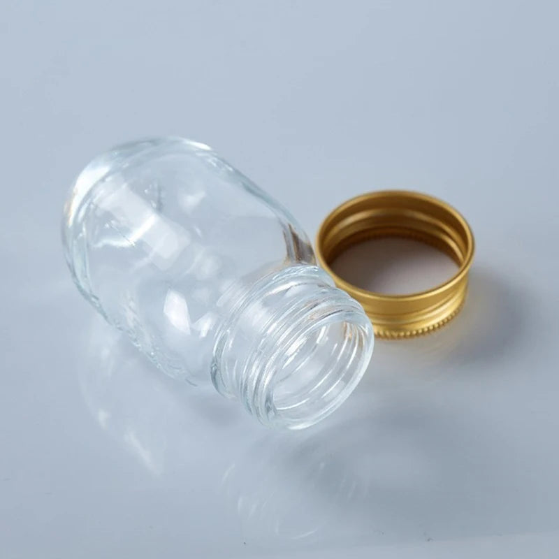 Glass Bottle Small Lid Medicine Powder Capsule Gold Silver Zpaxo