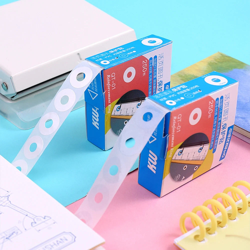 250Pcs Self Adhesive Hole Punch Protector Reinforcement Stickers Loose Leaf Paper Reinforcement Ring Labels for Office School Zpaxo
