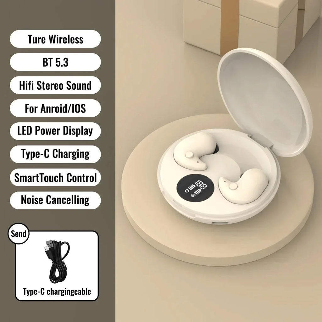 KEBIDUMEI Invisible Sleep Headphones Bluetooth 5 3 Mini Earbuds Side