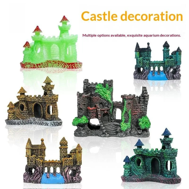 Artistic Castle Shaped Resin Rockery One Aquarium Decor Fish Tank Zpaxo