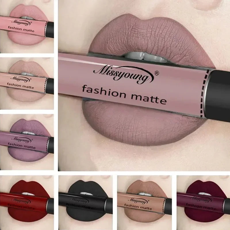 Makeup Lipstick Matte Brown Nude Chocolate Liquid Lip Gloss Batom Zpaxo
