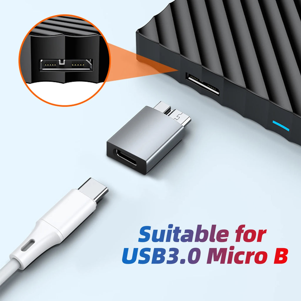 USB Type C to Micro B 3.0 Adapter External Hard Drive Disk HDD Cable For Sony Seagate Newsmy Toshiba Cable Converter Accessories Zpaxo