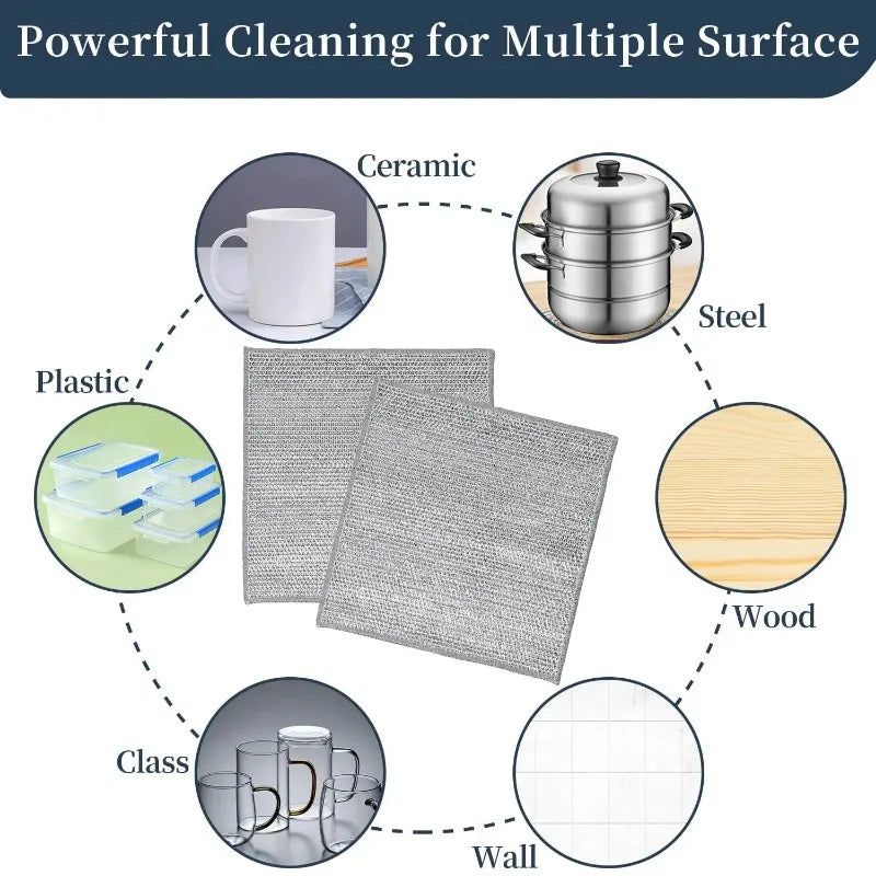 Wholesale Metal Steel Wire Rags Cloth Home Kitchen Pot Pan Dishwashing Double-sided Dishcloth Cleaning Cloths Towel Scrubber Rag Zpaxo