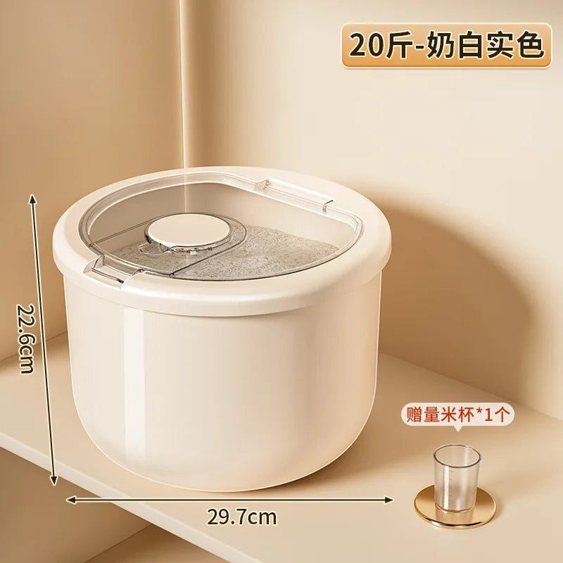Premium Kitchen Grain Storage Bin Insect-proof Seal Perfect Rice Zpaxo ivory-10kg
