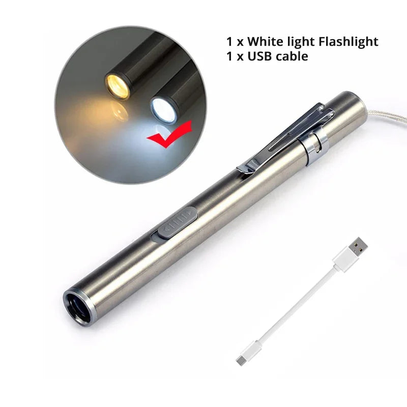 ESMARTER Mini LED Pen Light USB Rechargeable Pocket Flashlight