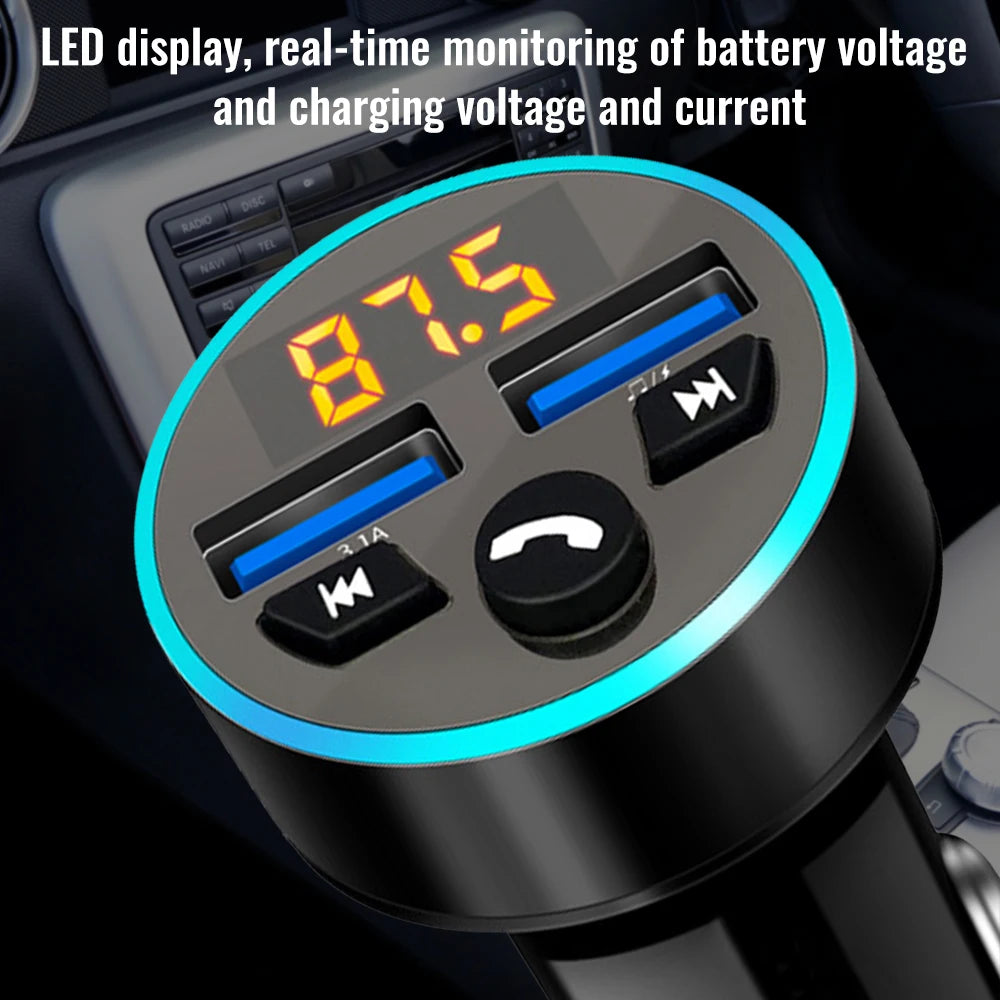Bluetooth 5.0 FM Transmitter Handsfree Car Radio Modulator MP3/MP4 Player USB Super Quick Phone Charge Adapter for Automobile Zpaxo
