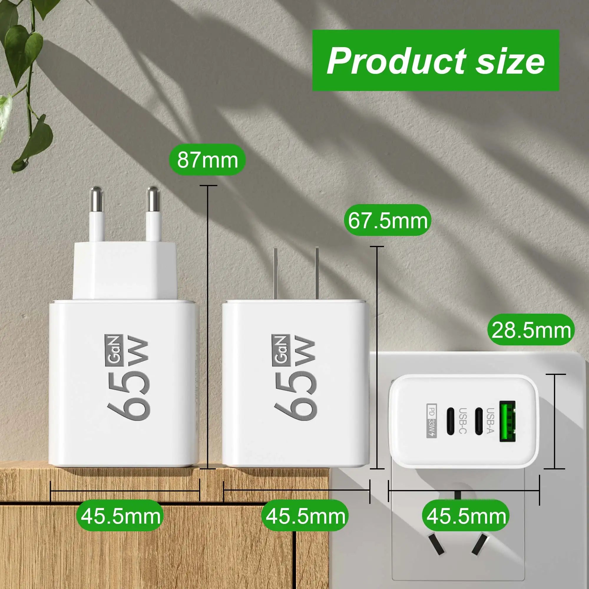65W GaN USB-C Fast Charger | QC 3.0 Wall Adapter – iPhone & Android GaN USB-C Charger Zpaxo