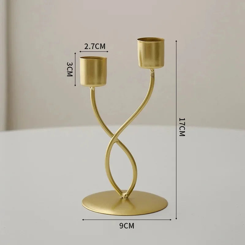2026 New European Style Candlelight Dinner Decoration, Home Dining Table Decoration, Living Room Iron Decoration, Candle Holder Zpaxo 2 heads - Gold