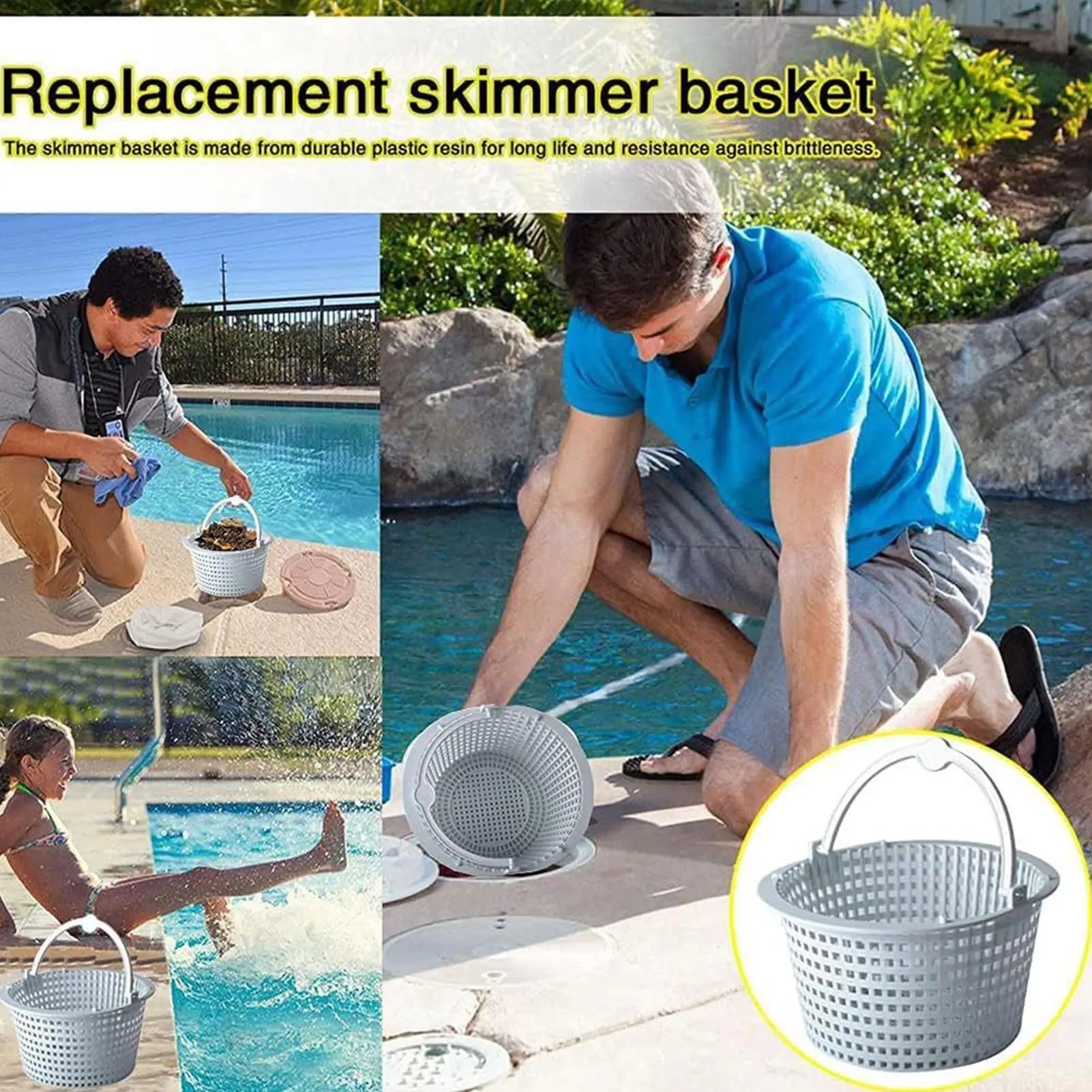 1pcs Skimmer Baskets Rugged Wear Resistant Efficient Cleaning Skimmer Filter Basket With Handle Zpaxo