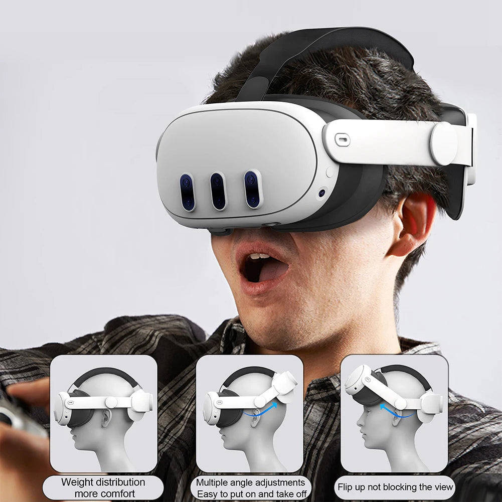 Upgrade Elite Halo Strap Alternative Head Strap Balanced Head Pressure Anti-Stifling Adjustable for Meta Quest 3 VR Accessories Zpaxo
