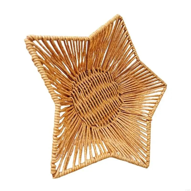 Woven Imitation Rattan Snacks Organiser Star Shaped Fruit Basket for Home Use Zpaxo