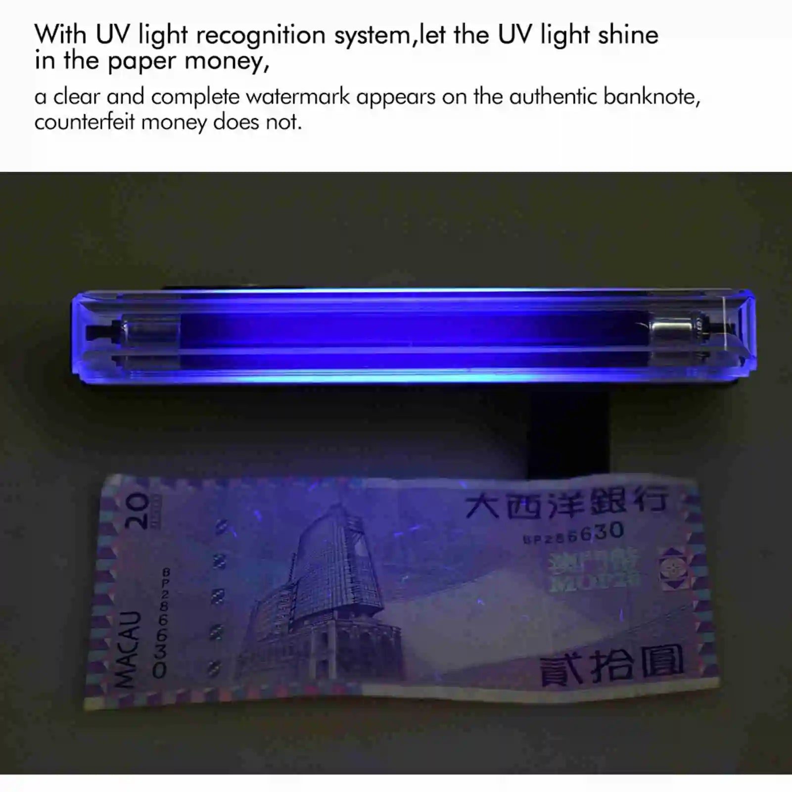 2-in-1 Mini Money Detector with UV Light Flashlight Counterfeit Cash Currency Banknote Bill Checker Tester for USD EURO POUND Zpaxo