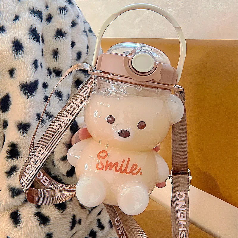 Hot 1000ml Cute Bear Cup Various Modes of Tumbler with Straw Kawaii Water Bottle for Girl Kid Outdoor Drinking Kettle Zpaxo