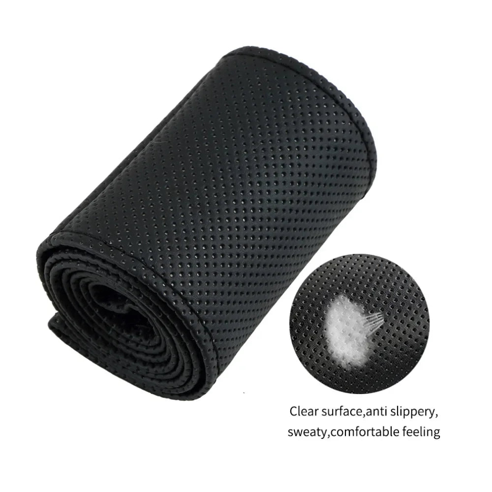 DIY Car Steering Wheel Braid Cover Fiber Leather Needle Skidproof