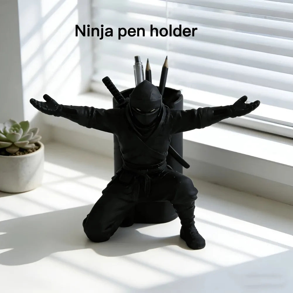 Creative Samurai Ninja Pen Holder Desktop Pencil Organizer Stand Zpaxo