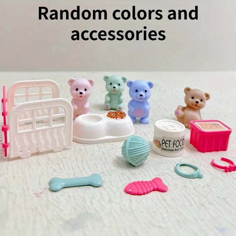 Children's Play House Toys Teddy Bears Pet Bathrooms Scene Little