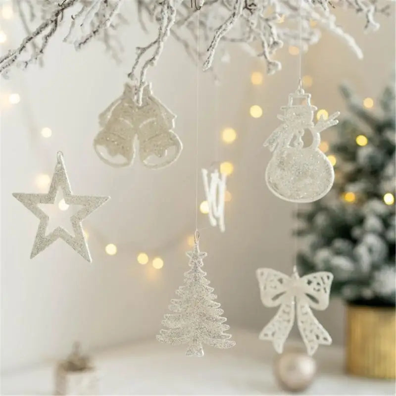 Christmas Hanging Ornament Snowflake Star Bowknot Snowman Decorations