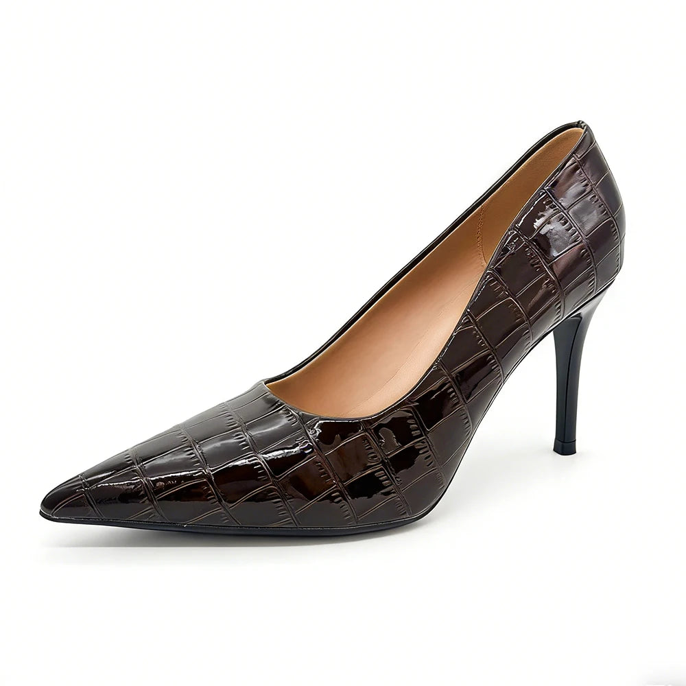 Women's Dark Brown Stiletto Pumps | Pointed Toe Office Heels