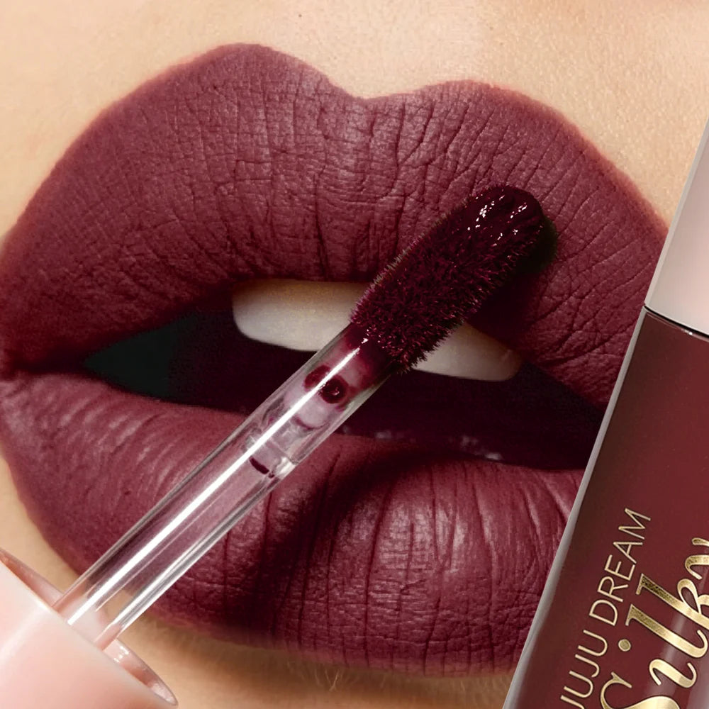 Velvet Matte Lipstick Wine Red Lip Tint Silky Smooth Long-lasting Zpaxo