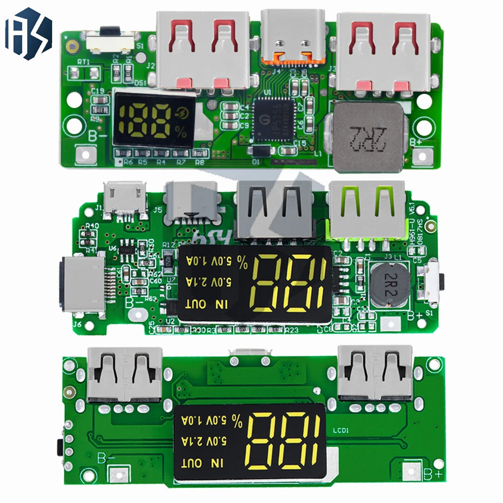 5V 2 4A Dual USB-A Power Bank Module Micro USB Type-c Input 18650 Zpaxo