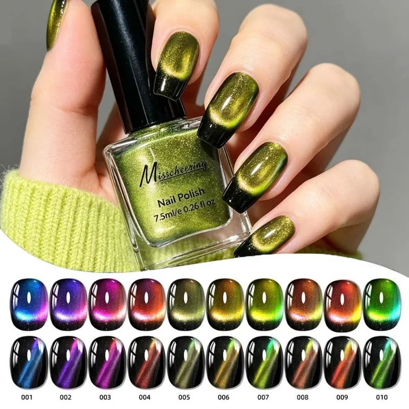 Iridescent Blue Cat Eye Nail Polish Magnetic Polarized Nail Gel No Lamp Baking Soak Off UV LED Manicure Design Nail Art Varnish Zpaxo