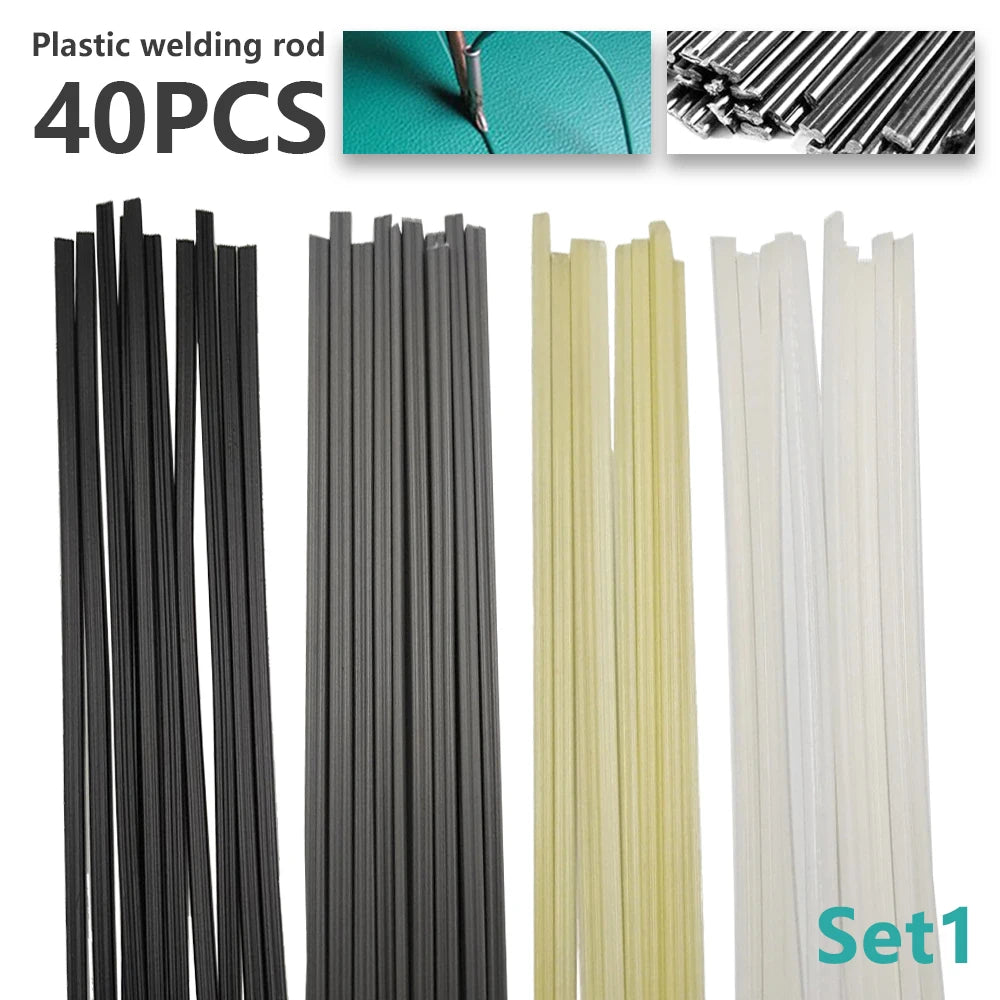 40pcs Welding Rods 200mm ABS/PP/PVC/PE Plastic Welding Sticks Soldering Tools Set For Plastic Welder Gun Bumper Repair Welding Zpaxo SET2