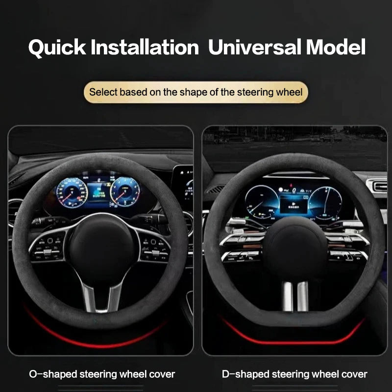 Suede Steering Wheel Cover Universal 37–38cm | Gray Breathable
