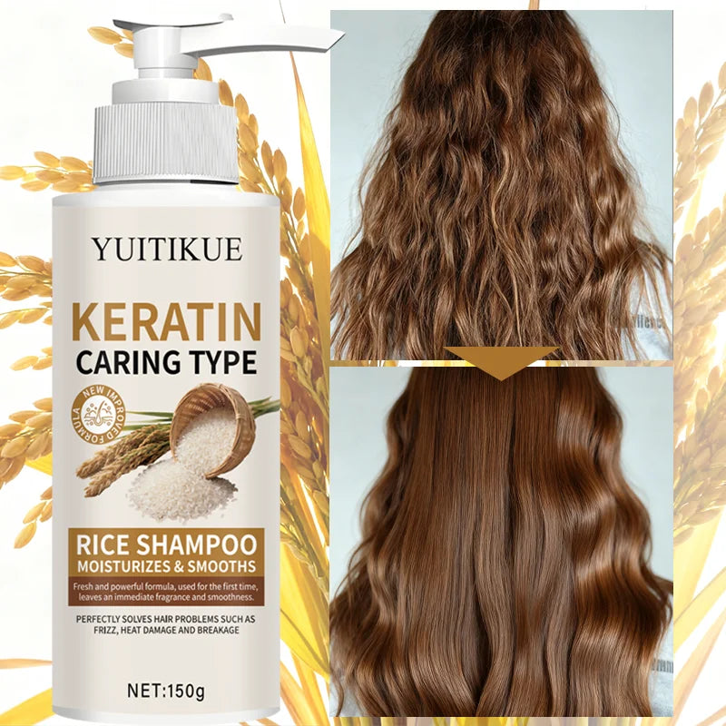 YUITIKUE Keratin Rice Shampoo – Repairs Damaged Hair 150g Hair Repair Shampoo Zpaxo Default Title