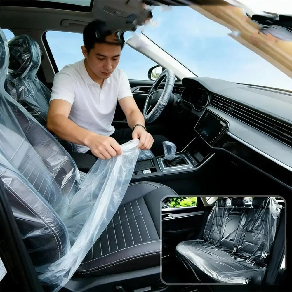 Thickened Plastic Disposable Car Seat Covers Easy Put Universal Auto Zpaxo