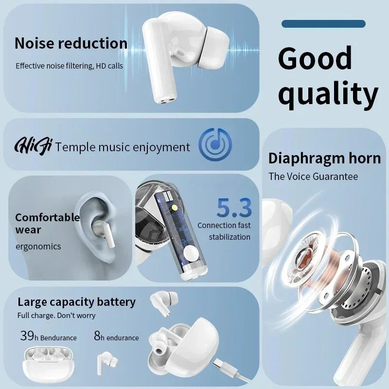 Bluetooth Earphones Wireless Headset Noise Cancelling Earbuds Mic