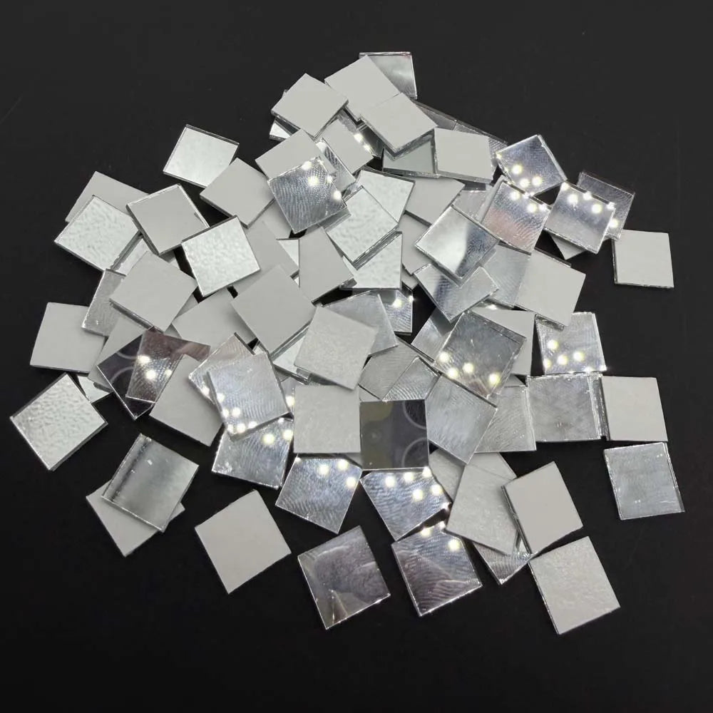 100-Pack Golden Mirror Mosaic Glass Tiles – DIY Craft Kit Mosaic Craft Tiles Zpaxo silver