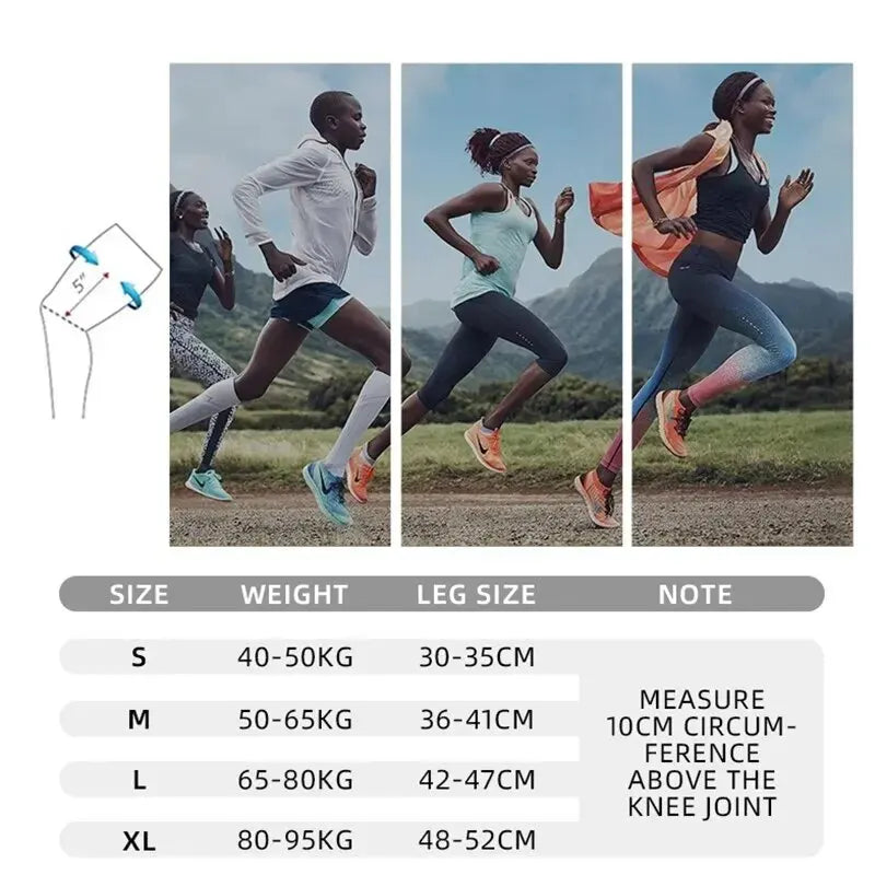 Compression Knee Pads Support Lengthen Stripe Sport Sleeve Arthritis Joint Pain Protector Elastic Kneepad Brace Adjustable Strap Zpaxo