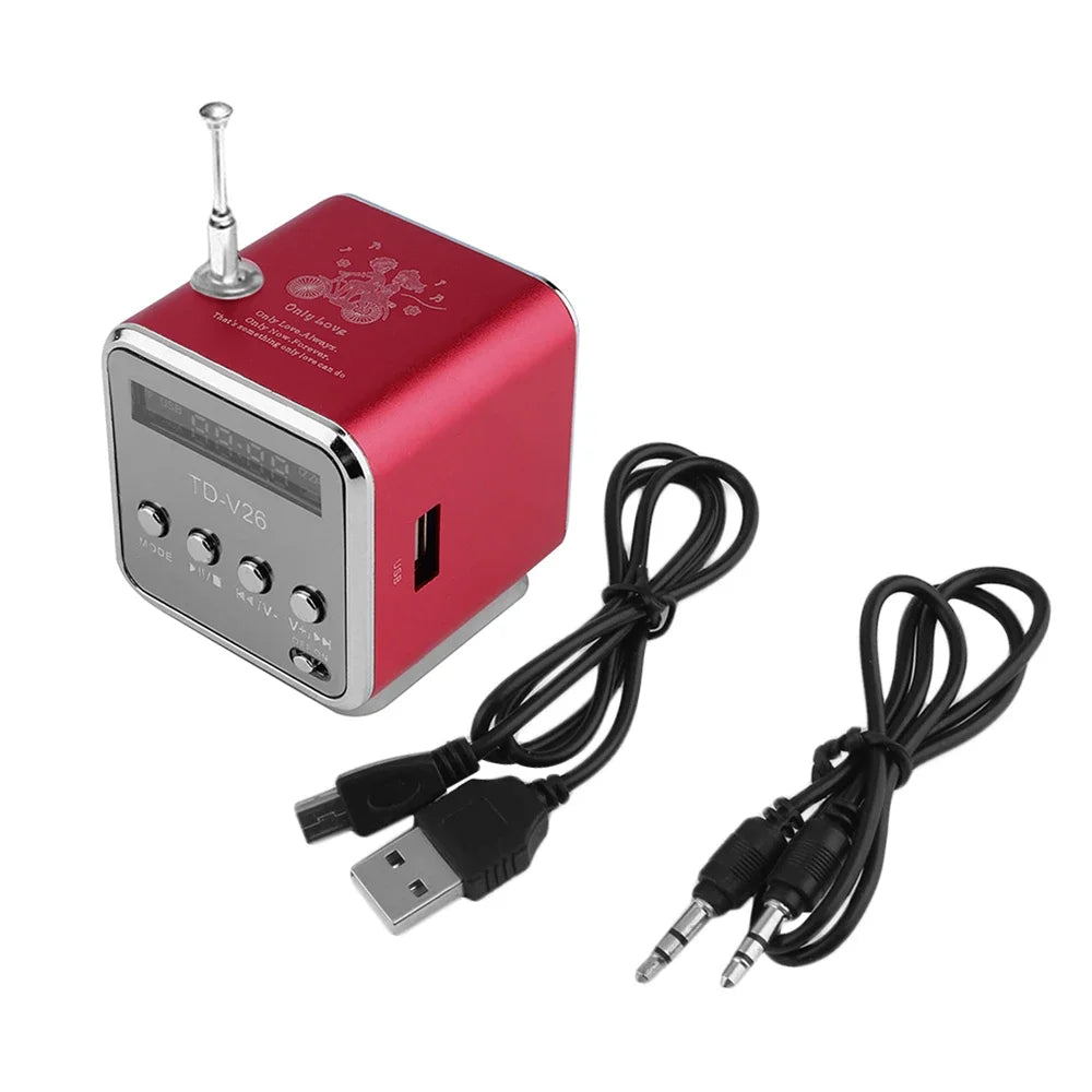TD-V26 Mini Portable Sound Speaker TF Card FM Radio AUX Stereo Music Zpaxo