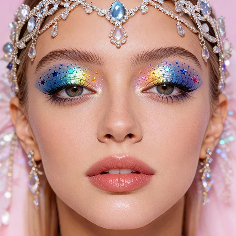 Waterproof Temporary Glitter Eye Shadow Stickers Silver Radiation Zpaxo