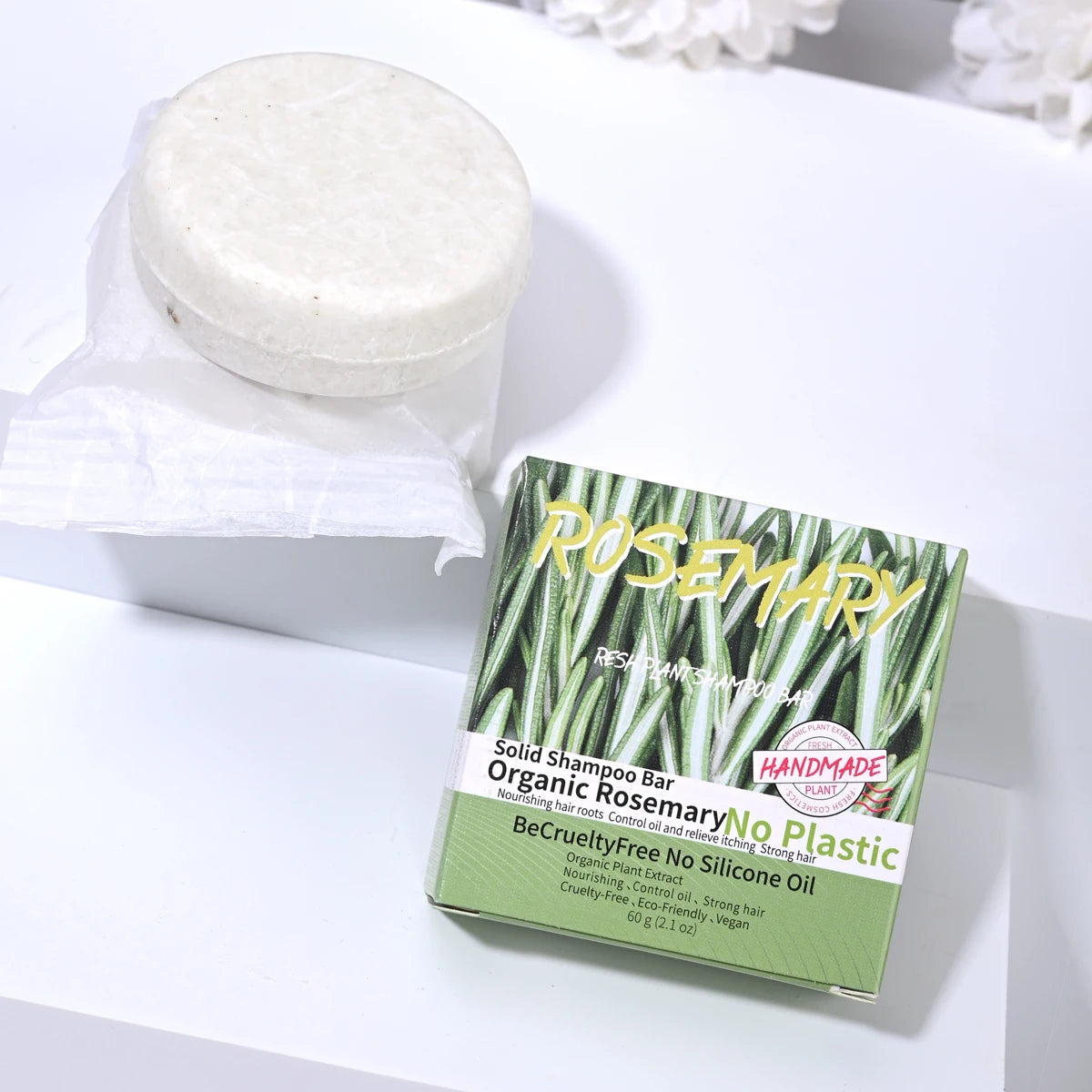 60g Natural fragrance rosemary shampoo soap, handmade soap oil control and dandruff removal soap for both men and women Zpaxo