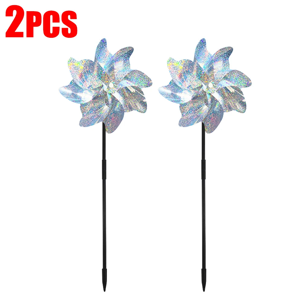 2 Windmill Bird Repellent Garden Decorations Colorful Wind Spinner Zpaxo 2pcs Silver A