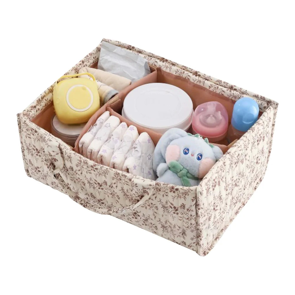Floral Nursery Storage Basket with Removable Divider Storage Diaper Organizer for Baby Wipes Newborn Essentials Must Haves Zpaxo