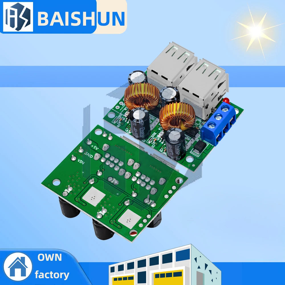 A5268 4 USB Output Buck Module, DC 12V/24V/40V to 5V 5A Car Step-Down Power Regulator Board Zpaxo Default Title