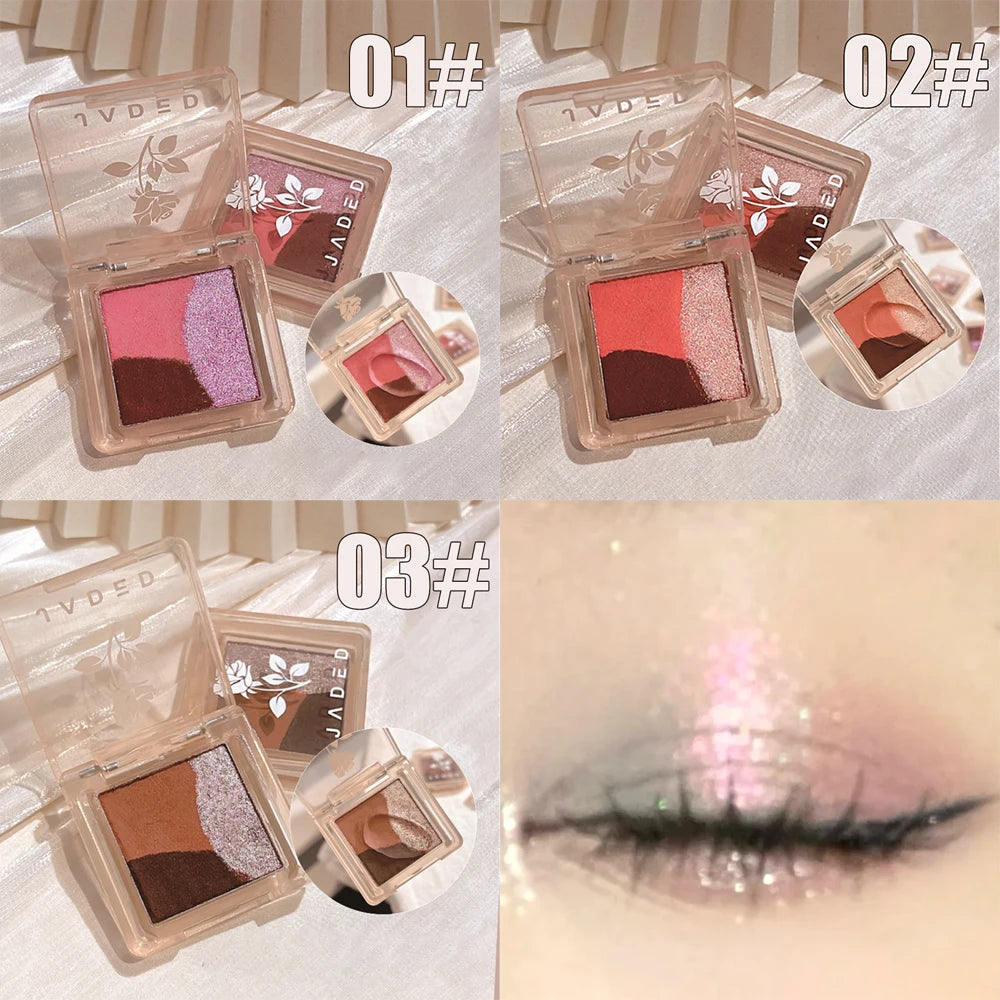 Gradient Tricolor Mashed Potato Eyeshadow Matte Makeup Palette Natural Highlight Glitter Face Illuminator Contouring Brighten Zpaxo
