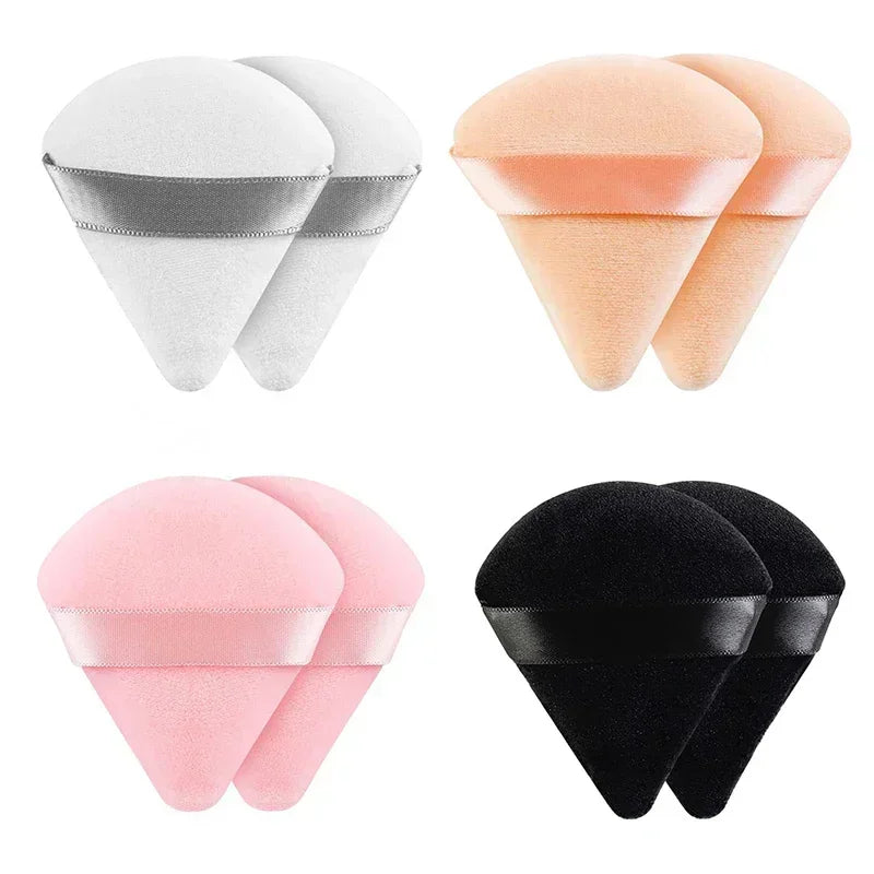 2 Triangle Powder Puff Loose Liquid Cosmetic Soft Plush Makeup