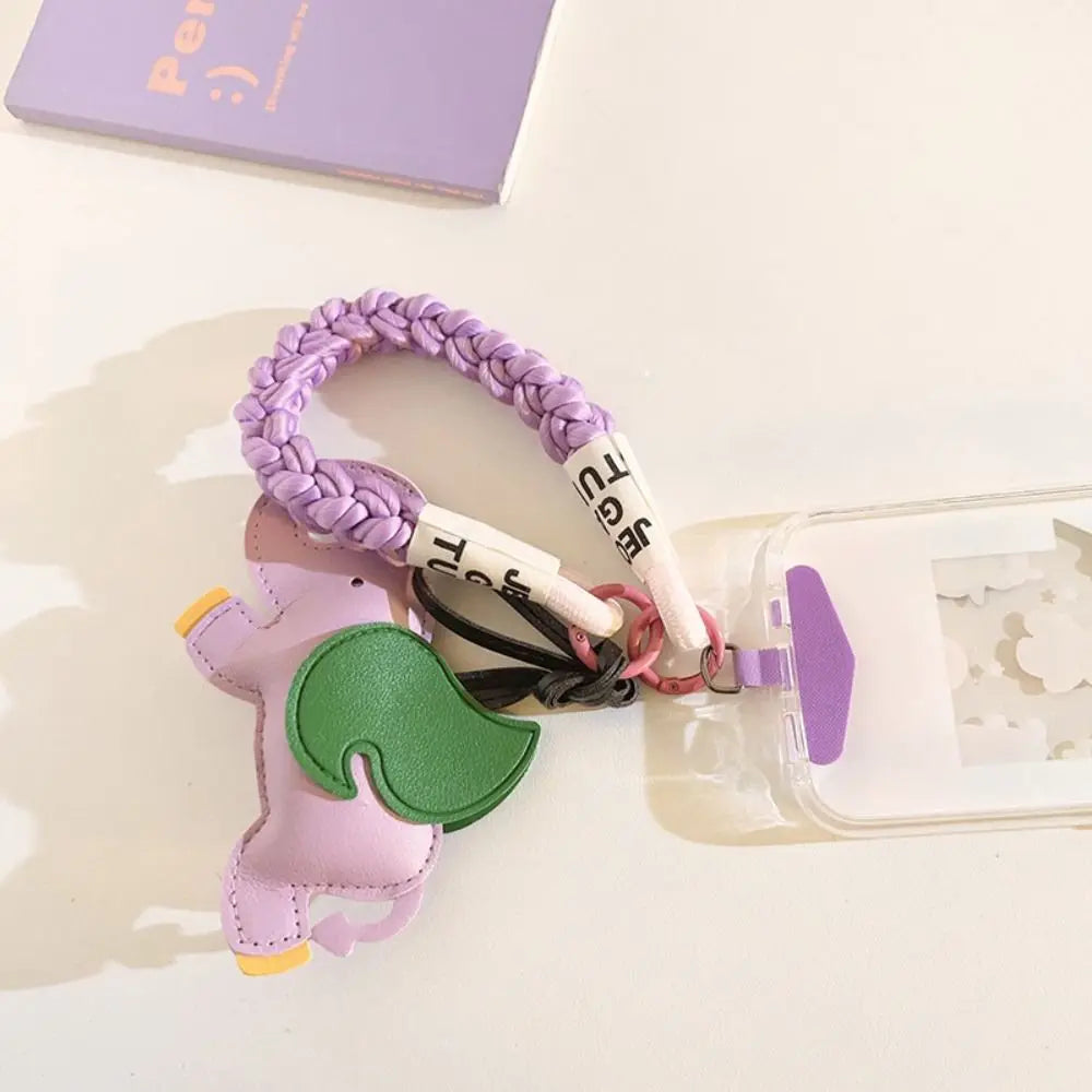 Cute PU Leather Elephant Keychain Flying Wings Animal Pendant Fashion Zpaxo