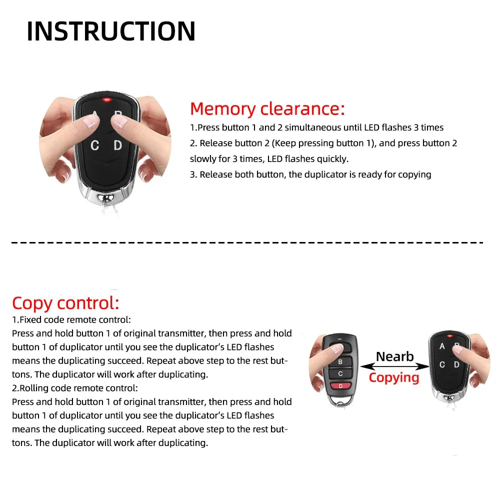 10pcs 433MHz Remote Control Electric Gate Garage Door Opener Remote Control Duplicator Fixed Rolling Code Cloning Code Car Zpaxo