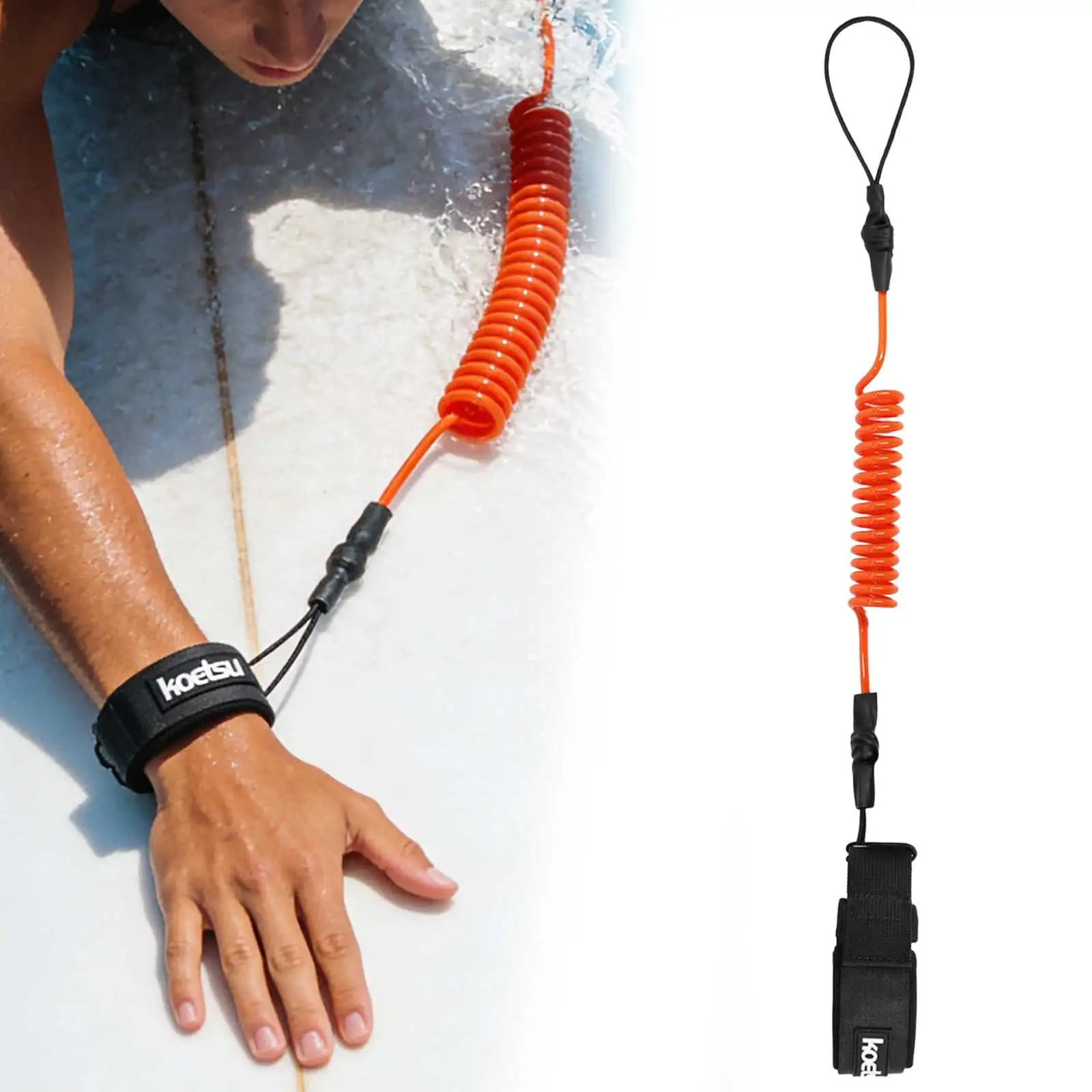 Coiled Bodyboarding Leash TPU Material Strong Cord Surfboard Ankle Leash Elastic Stretchable Suitable for Training Exercise Zpaxo